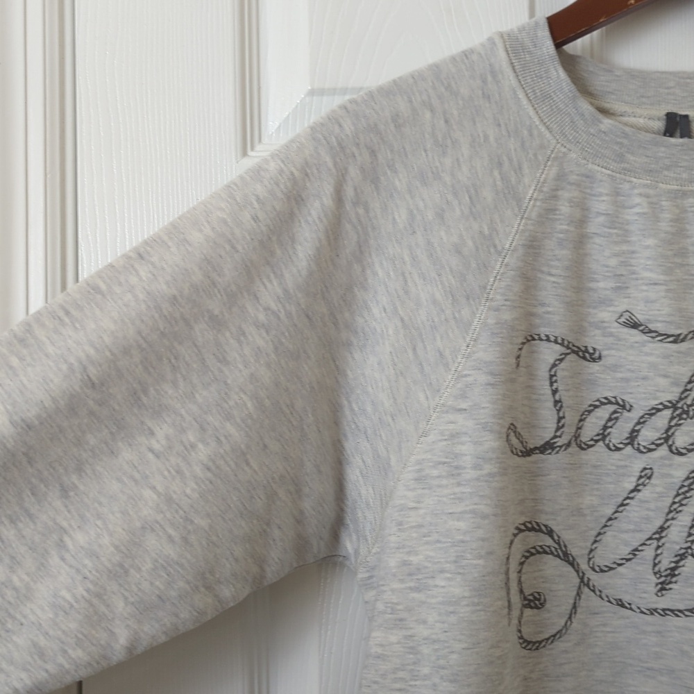 Anthropologie Saddle Up! Graphic Relaxed Fit Crewneck Sweatshirt Heather Gray S - Picture 6 of 12